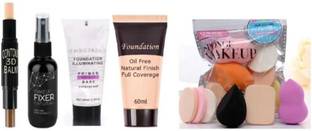 mkldsrh waterproof fixer with contour stick primer foundation with beauty blenders for face make up combo kit