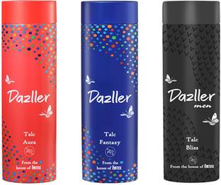 Dazller Talcum Powder - (Aura + Bliss + Fantazy) Smooth Texture, Beats Body Odour, Lingering Fragrance, Long-lasting Freshness