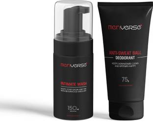 menverse Daily Intimate Care Duo | Intimate Wash 150ml & Anti Sweat Ball Deodorant 75 gm