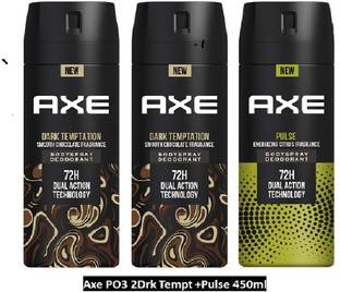 AXE two pack of Dark Temptation 150 ml and one Pulse 150 ml Deodorant