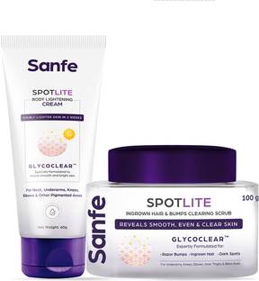 Sanfe Spotlite Brightening & Exfoliating Kit|For Dark Patches, Detanning & Skin Tightening