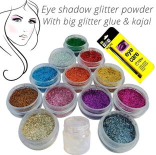 vizo Sensational modern multicolour eye shadow glitter powder with glue & Kajal