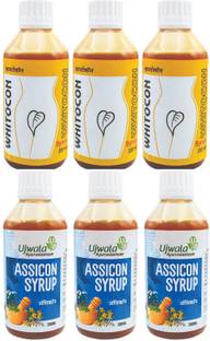 UJWALA AYURVEDASHRAM Whitocon and Assicon Syrup For Leucorrhoea, PCOS, PCOD and Irregular period