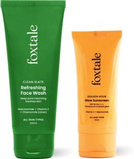 Foxtale Essentials combo | Glow Defense | With Essentials Gel Face Wash 100ml + Essentials Daily Sunscreen 50ml