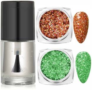 MYEONG Transparent Nail Polish & Multicolored glitter
