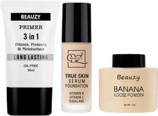 LIpaboma 3 In 1 primer with True tone foundation and banana loose powder