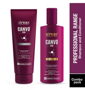 Streax Professional Canvo Line Shampoo ( 250ML ) & Conditioner ( 250ML ) For Straightened Hair