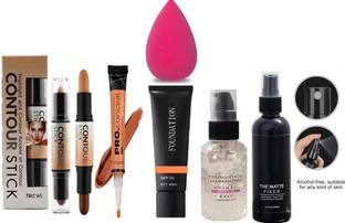 SHEFFO Makeup Primer Base Waterproof With Matte Fixer Makeup Spray & HD PRO Conce