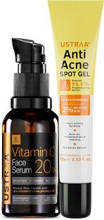 USTRAA Vitamin C Face Serum 30 ml & Anti-Acne Spot Gel with Neem 15ml