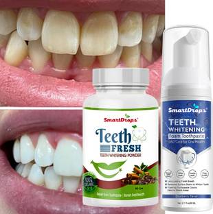 smartdrops Fresh Breath Foam and Charcoal Cleansing Powder: Whitens Teeth, Fights Germs, Removes Stains for a Radiant Smile
