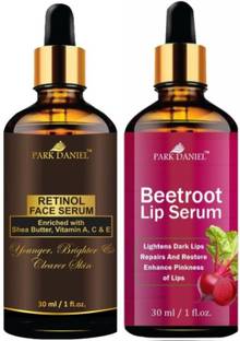 PARK DANIEL Retinol Face Serum & Beetroot Lip Serum (Inhance Pinkness of Lips) - Combo Pack (Each, 30ml)
