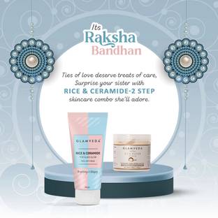 GLAMVEDA Rice Ceramide & Korean Glass Skin Brightening Combo ( Face Scrub + Peel Off Mask ) | 200 gm