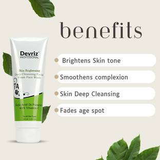 DEVRIZ PROFESSIONAL Vitamin & Kojic acid for Tan removal & Skin brightening Paraben Free  Face Wash