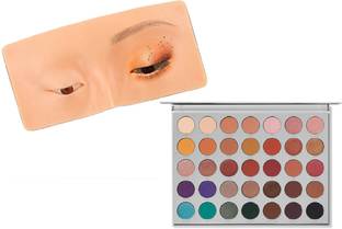 JOTKAPARKASH Silicone Eye Makeup Practice Board Face Makeup Practicing & JACLEN MORPHEE 35 COLOR PALATE