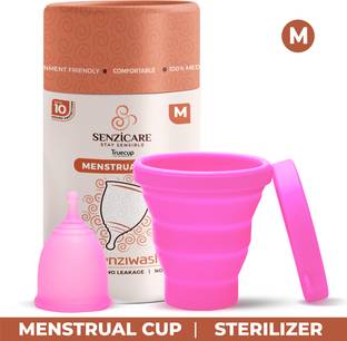 senziwash Truecup Reusable Medium Menstrual Cup & Sterilizer Cup Care Kit | Period Care Combo pack for Women