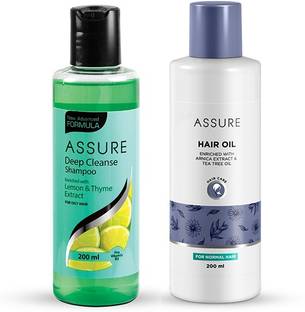 ASSURE Deep Cleanse Shampoo (Oily) 200ml & Hair Oil 200ml for hair growth