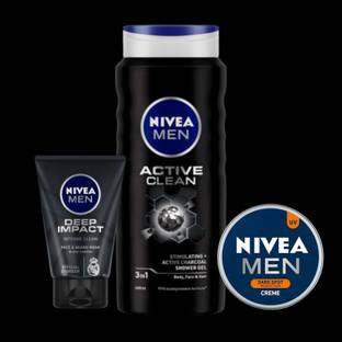 NIVEA Active Clean 250ml Sg Deep Impact 100ml and dark spot reduction cream30ml Combo of 3pcs