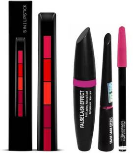 SHEFFO (5 in 1 Lipstick) & Waterproof Eyeliner,Mascara,Eyebrow Pencil