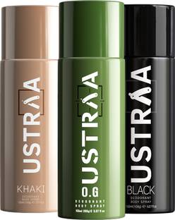 USTRAA Black , O.G & Khaki Deodorant Body Spray - 150 ml Deodorant Spray  -  For Men