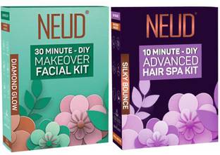 NEUD Combo of Facial Kit (60g) and Hair Spa Kit (40g) - 1 Pack Each