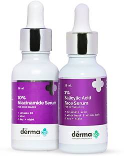 The Derma Co No More Acne & Acne Marks Combo- 2% Salicylic Acid Face Serum (30 ml) + 10% Niacinamide Face Serum (30 ml)