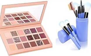 VOUGH 18 Color Palette with a set of 12 makeup brushes Storage box