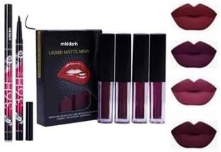 mkldsrh non transfer 4 in 1 liquid lipstick with 36 h eyeliners for face make up kit