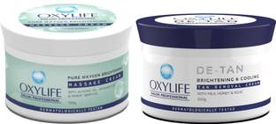 Oxylife Pure Oxygen Brightening Massage Cream 500gm & De-Tan Tan Removal Cream 500gm