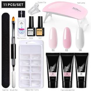 BOZLIN Poly Nail Gel Extension Kit for Builder Gel UV Nail Art Kit Nail Extension Set (Nude, Pink, White)