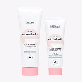 Oriflame Glow Face Wash with Vitamins E & B3 125 ml , Glow Essentials Face Cream