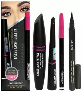 Jollity 3 in 1 (Eyebrow Pencil, Eyeliner, Mascara) & Deep Black Scatch Eyeliner