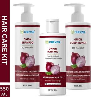 Chevar Red Onion Black Seed Oil Ultimate Hair Care Kit for Hair Fall Control (Shampoo + Hair Conditioner + Hair Oil)