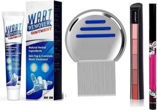 ghorela Wart Remover + Lice Comb + 5-in-1 Mini Lipstick + 36H Kajal PACK OF 04