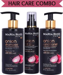 Maria Ross Hair regrowth Combo with Onion Hair Oil + Onion Shampoo + Onion Conditioner for Hair Fall Control