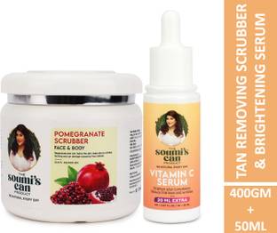 The Soumi's Can Product POMEGRANATE SCRUBBER FACE & BODY (400GM) & VITAMIN C SERUM (50ML)