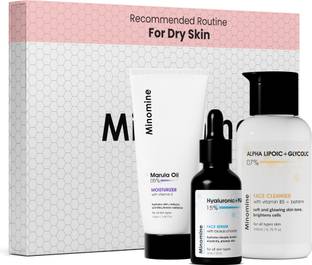 Minomine Gamechangers Skincare Routine Set for Dry Skin, Unisex | Cleanser, Face Serum & Moisturizer