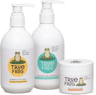 True Frog Curl Care Trio | Shampoo for Curls (250ml) + Everyday Hair Conditioner (250ml) + Deep Conditioning Mask| For Wavy and Curly Hair