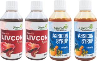 UJWALA AYURVEDASHRAM Livcon and Assicon Combi pack I Health & Weight Gain Syrup