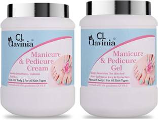 CLAVINIA Manicure & Pedicure Cream 1000 ml + Manicure & Pedicure Gel 1000 ml ( Pack of 2 )