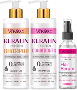 Wroxy Keratin Protein Shampoo and Keratin Protein Conditioner and Frizz Control Hair Serum