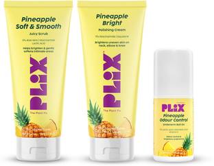 The Plant Fix Plix Pineapple Brightening & Lightening Body Care Kit with Scrub, Cream, Roll-on