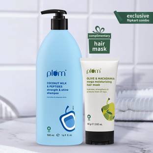 Plum Coconut Milk & Peptides shampoo, Strong & Shiny Hair 500ml + Olive Hair Mask 80g