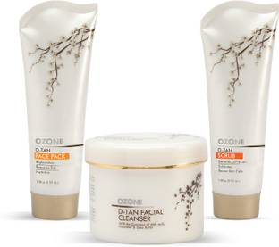 OZONE D Tan Trio (D Tan Cleanser 250g + D Tan scrub 100g + D Tan face pack 100g)