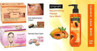 GORGESQIN Anti Pigmentation Cream 6 g, Fairness Day Cream 22 g & Papaya Face Wash 60 ml