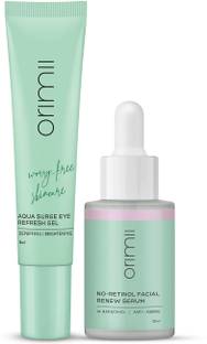 Orimii Anti Ageing 1% Bakuchiol Serum for Face Serum to Reduce Fine Lines 30ml & Under Eye Cream Gel for Dark Circles for Women 15ml