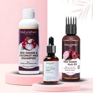 NATUREHEN Anti Hair Fall Onion Oil + Shampoo + Serum combo kit