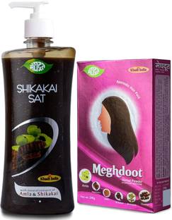MEGHDOOT Herbal Shikakai Ayurvedic Shampoo and Herbal Hair Wash Pack of 2