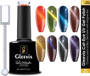 Gleevia CatEye UV Gel Polish|Magnetic Gel Polish for Professionals 8ml/Each Combo 8pc Multicolor