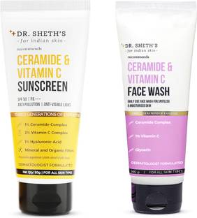 Dr. Sheth’s Ceramide & Vitamin C Sun Protect & Brighten Duo (Sunscreen + Face wash)