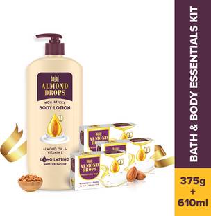 Bajaj Almond Drops Almond Drops Body Lotion - 610ml + Almond Drop Soap 125*3